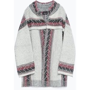 Zara | Ethnic Print Coat Cardigan Knit Size Small